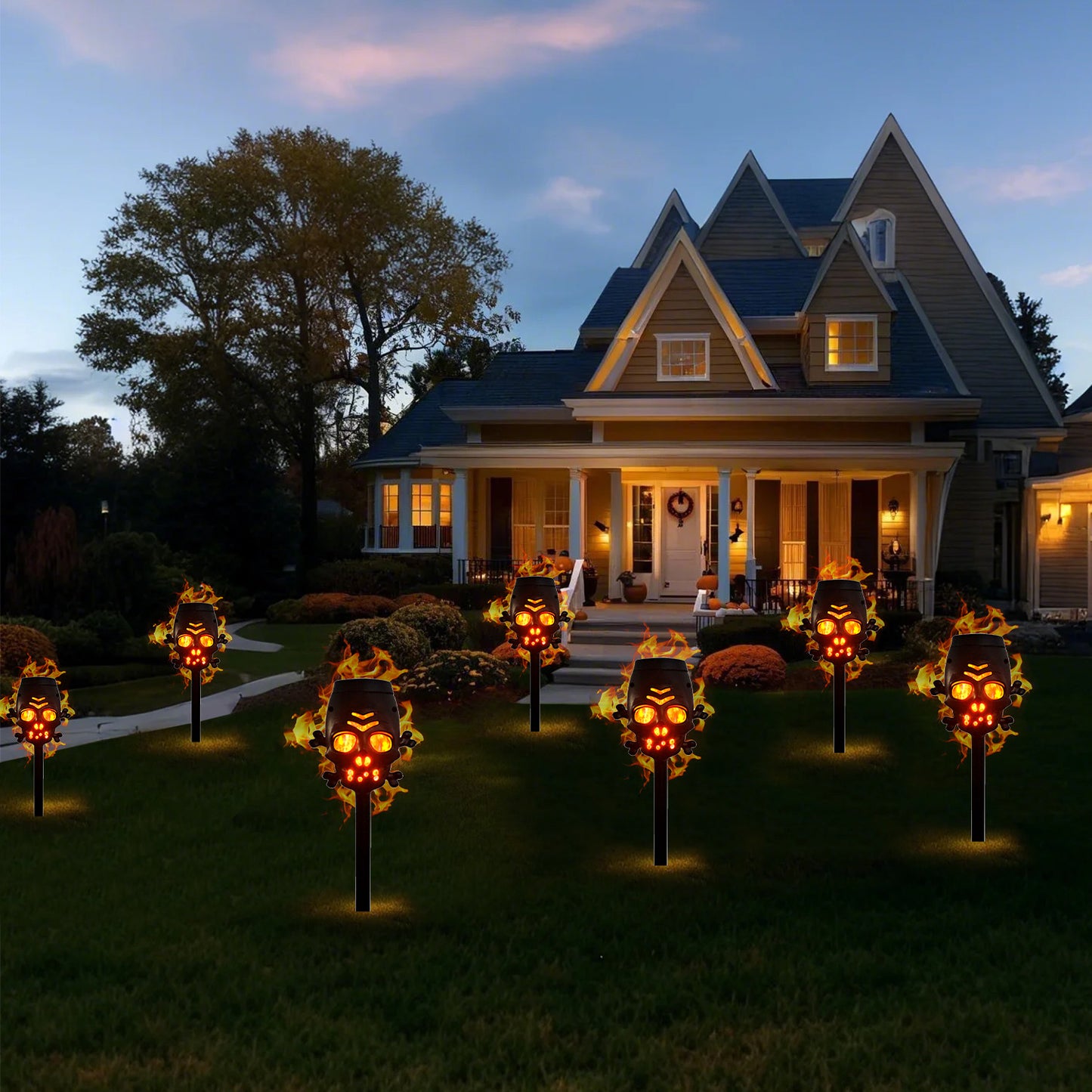 6 Pack Solar Outdoor Lights with Flickering Flame, Waterproof LED Solar Torch Light for Garden, Patio, Yard, Pathway, Lawn Decor