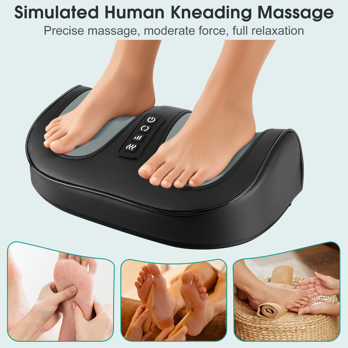 Foot Massager with Heat, Electric Kneading Plantar Fasciitis Treatment Machine, Circulation and Pain Relief for Foot and Calf Massage, Gifts for Dad, Mom and Lover