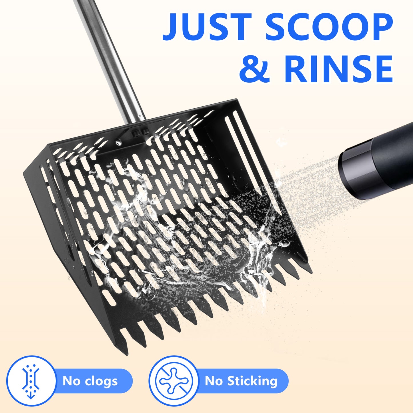 Metal Chicken Poop Scooper, 24 to 68" Long Chicken Coop Litter Scoop with Stainless Steel Handle, 4 in 1 Multifunctional Heavy Duty Litter Sifting Shovel Chicken Coop Accessories