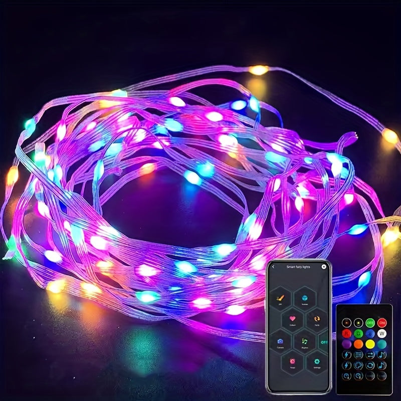 WHATOOK Bluetooth Controlled LED Light String 5M/20M 50-200LED Smart Fairy Light String for Home Christmas Decoration