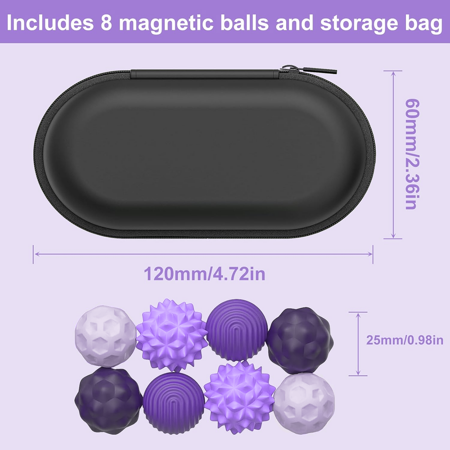 Teblint Magnetic Balls Fidget Toys, 8 Pcs Stress Relief Sensory Toys for Adults and Teens, Peace of Hands and Anxiety Mind, Attracting Stress Ball with Silicone Shell (Purple Series)