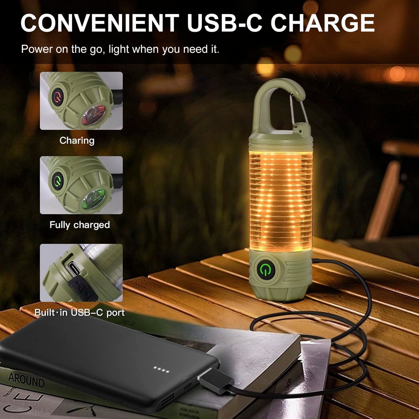 Teblint LED Camping Lantern Rechargeable, 6 Modes Camping Light with Flashlight, Solar Tent Lights, 2 in 1 LED Flash Light with Electric Lantern Failure Emergency Survival Kits, Camping Essentials