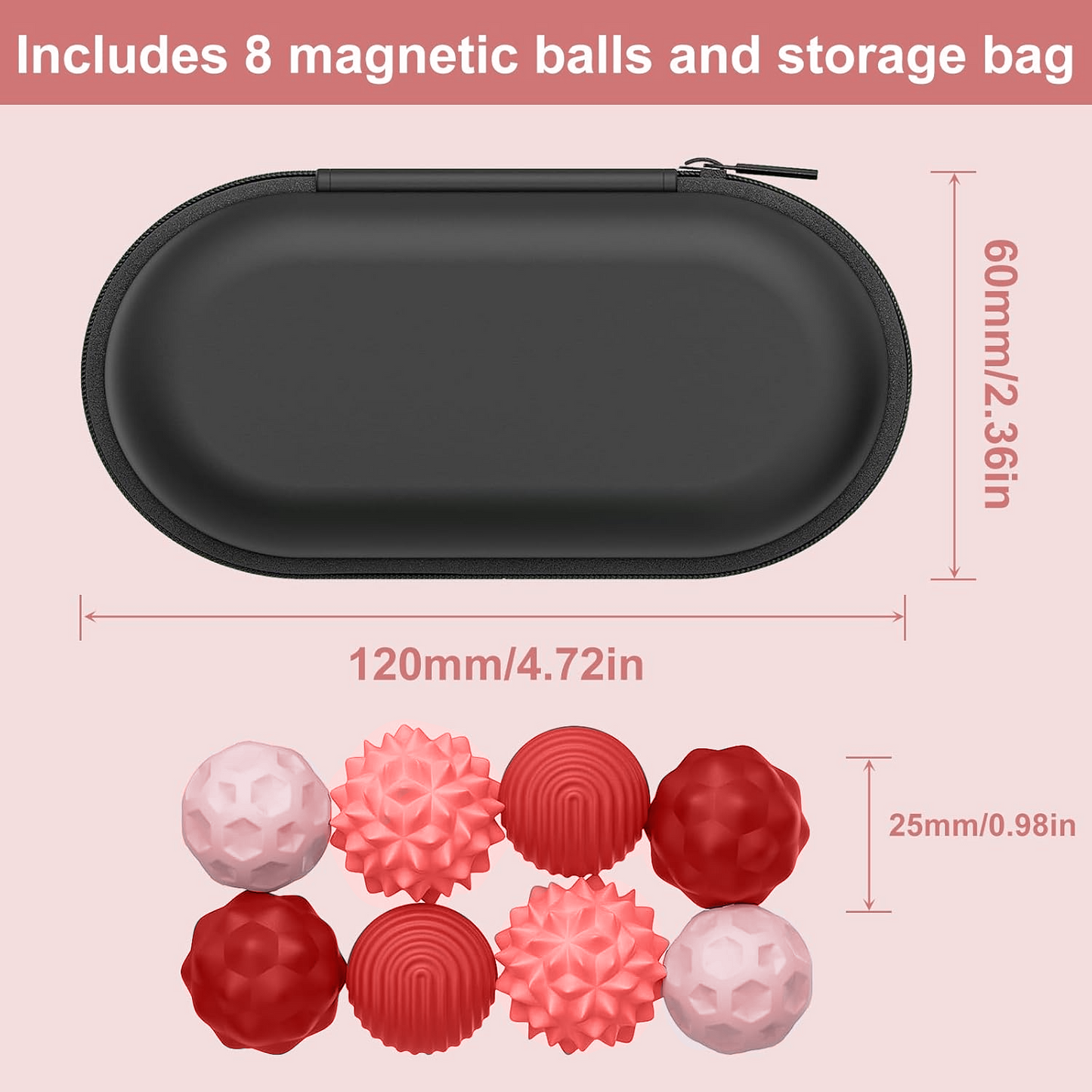 Teblint Magnetic Balls Fidget Toys, 8 Pcs Stress Relief Sensory Toys for Adults and Teens, Peace of Hands and Anxiety Mind, Attracting Stress Ball with Silicone Shell (Red Series)