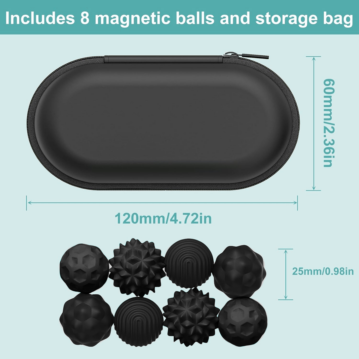 Teblint Magnetic Balls Fidget Toys, 8 Pcs Stress Relief Sensory Toys for Adults and Teens, Peace of Hands and Anxiety Mind, Attracting Stress Ball with Silicone Shell (Black Series)
