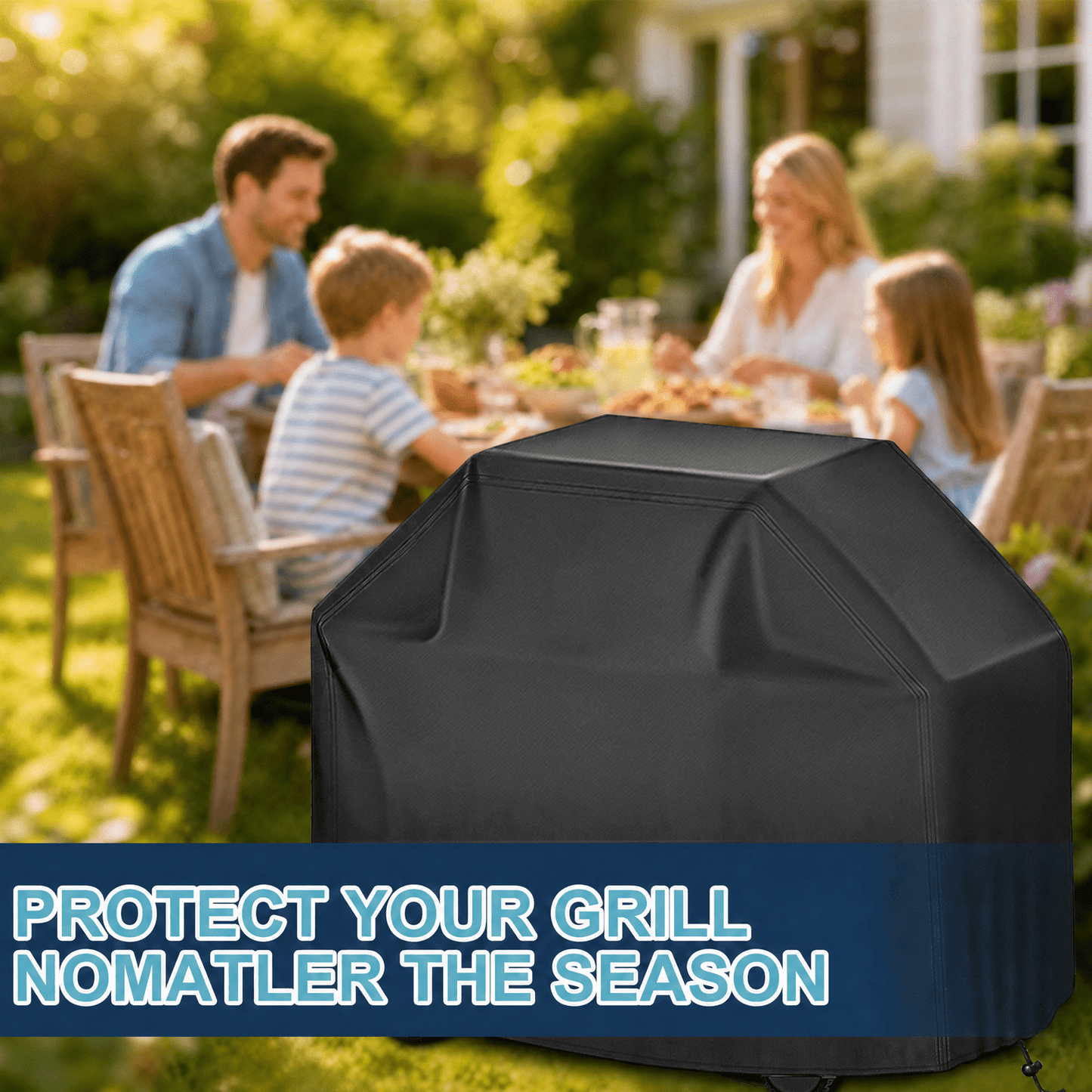 Merryhome 58 in BBQ Grill Cover, 420D Heavy Duty Waterproof Gas Grill Cover for Outdoor Grill, UV, Fade and Rip Resistant with Adjustable Drawstring