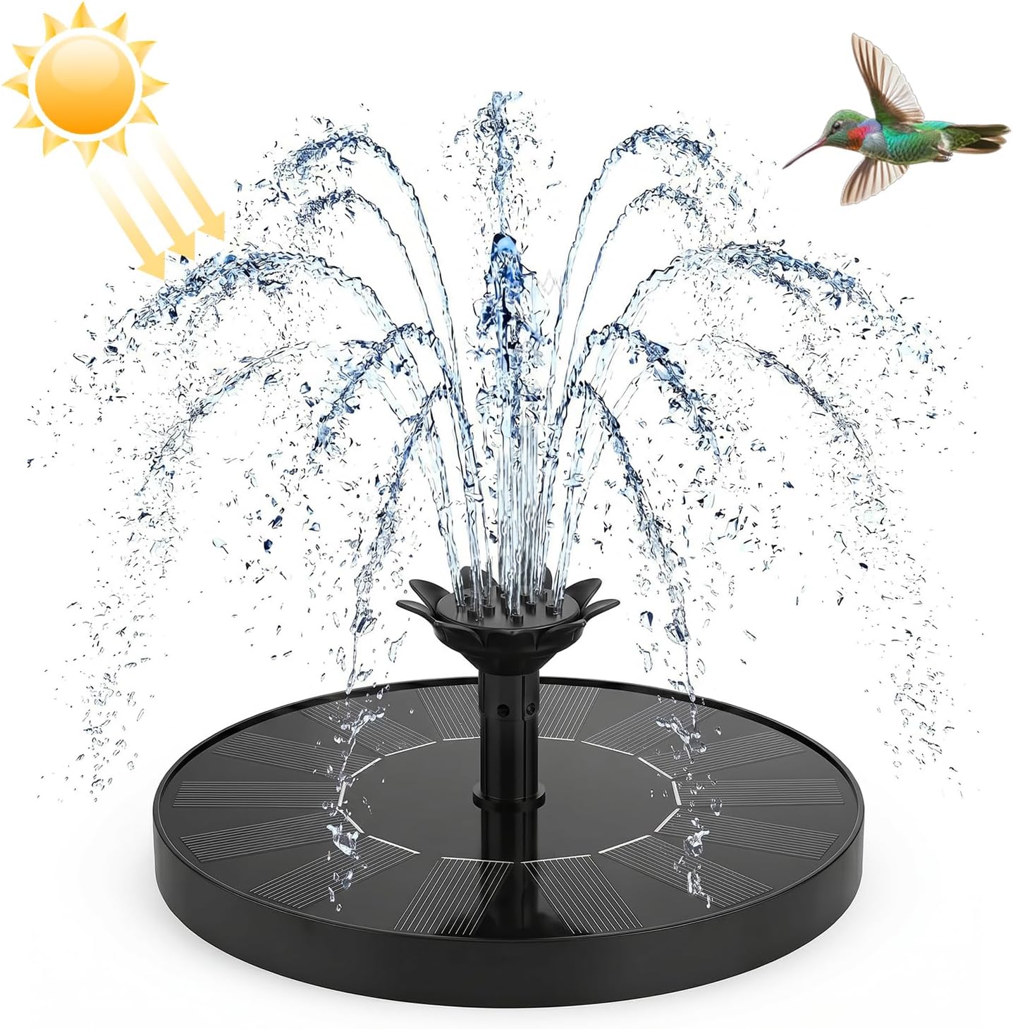 Kidsjoy Garden Plastic Bird Water Fountain with Floating Solar Water Pump and Rotating Nozzle