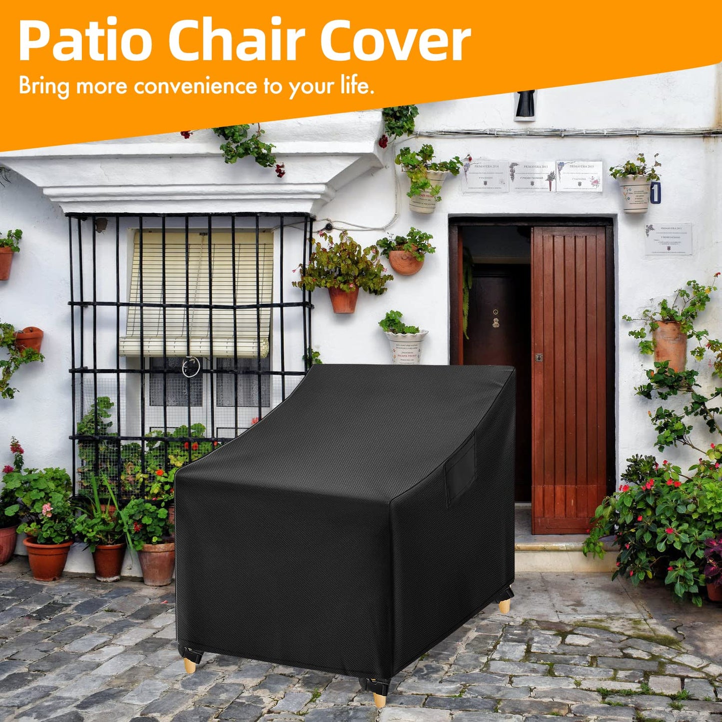 PUCACHI Patio Chair Covers, Lounge Deep Seat Cover, Heavy Duty and Waterproof Outdoor Lawn Patio Furniture Covers (2 Pack - Large)