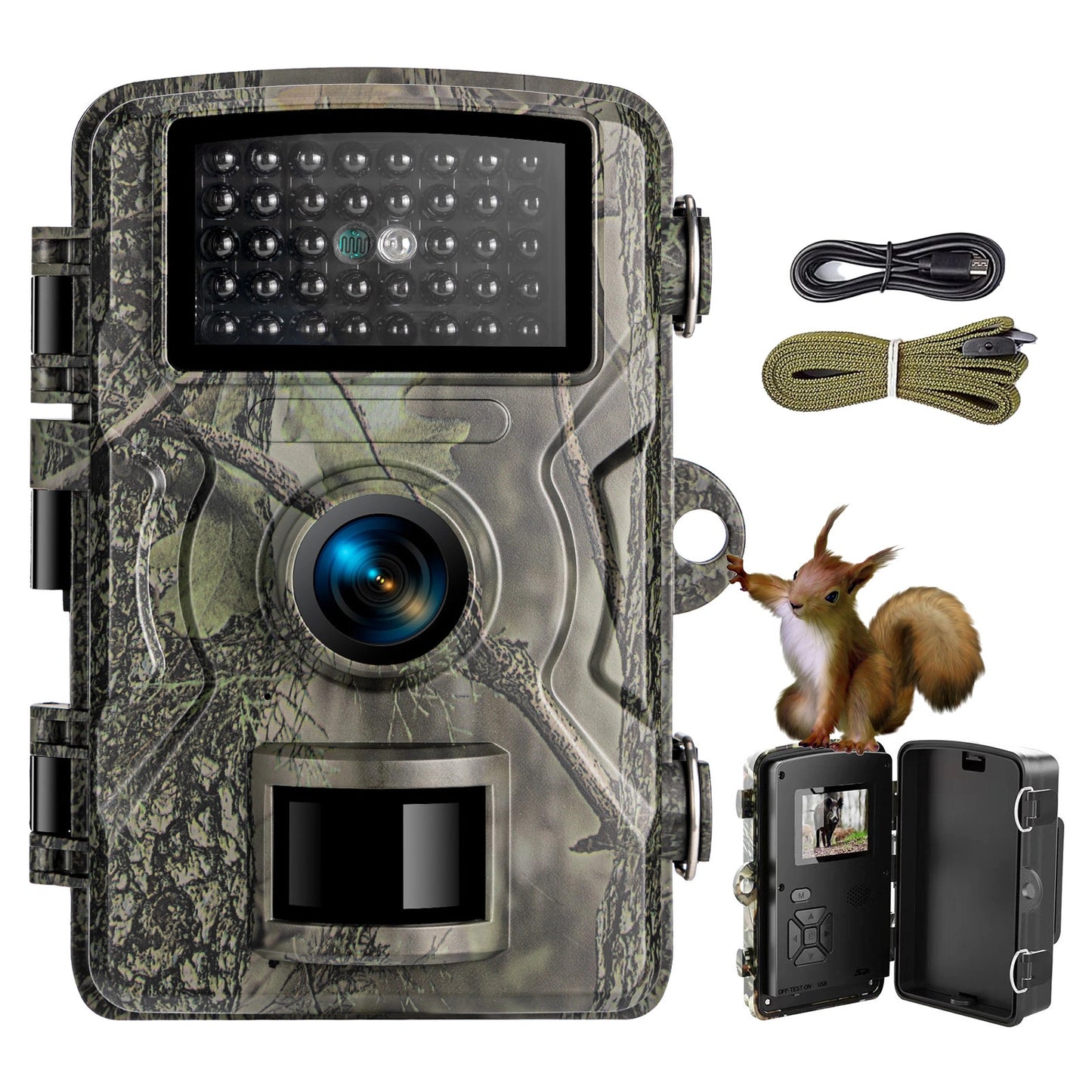 Teblint Trail Camera, 2.5K 16MP Game Camera with Night Vision, IP66 Waterproof Motion Activated 2.0”HD TFT Screen for Wildlife Monitoring Outdoor Hunting