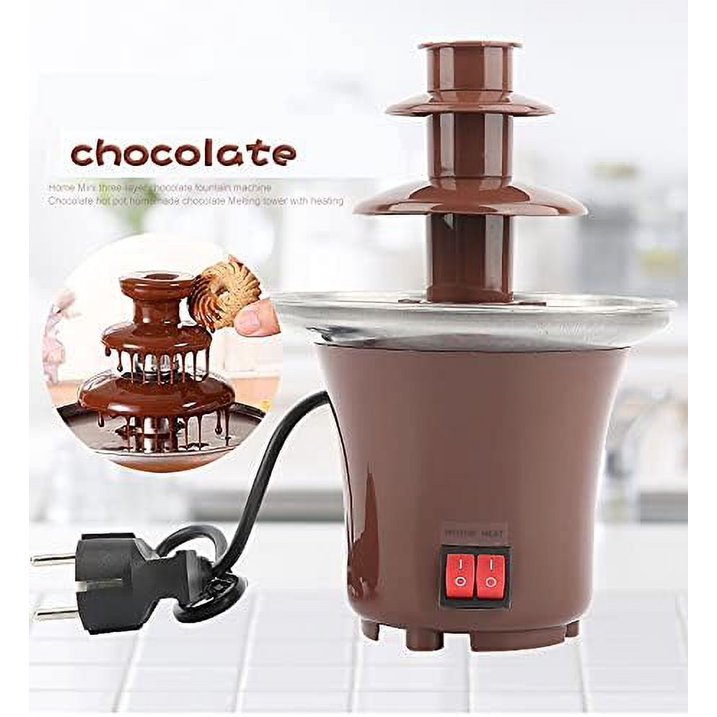 HOOFUN Mini Brown Chocolate Fountain, 3 Animal Fondue Heat, Easy to Assemble Waterfall Hot Pot Melting Machine for Home Party