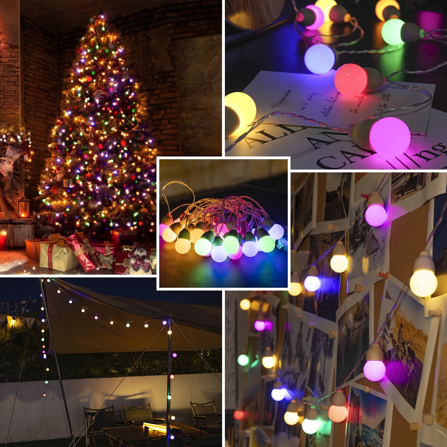 WHATOOK Wooden Globe String Lights, Battery Operated Fairy Lights, 21ft 30 LEDs 8 Modes Waterproof Christmas Decoration for Outdoor/Indoor Home Party Patio Garden Wedding(Multicolor)