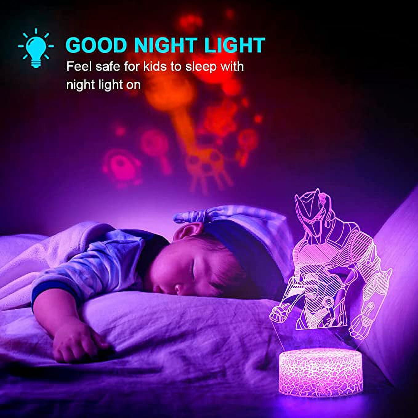 Christmas Cool Lamp Light for Boys Changeable USB Touch Lampada 3D Visual Bulbing lampen Children's Room Decor Holiday Light Christmas Festival Gift(Crack Omega)