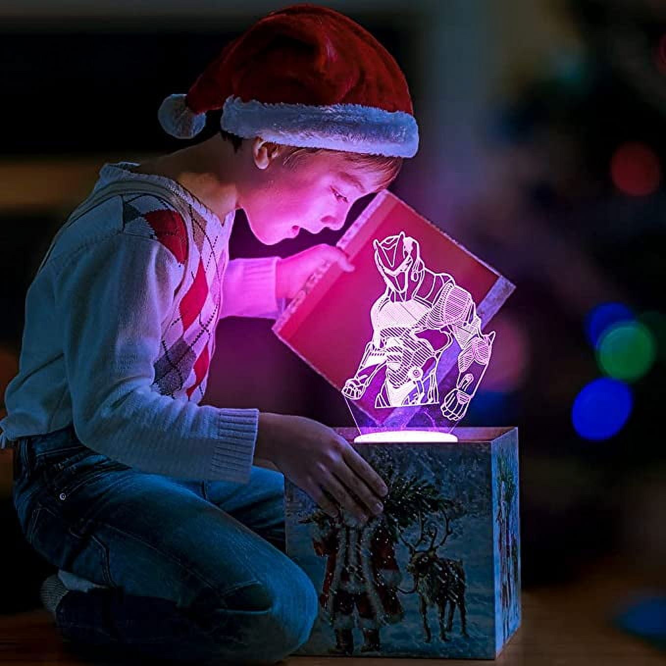 Christmas Cool Lamp Light for Boys Changeable USB Touch Lampada 3D Visual Bulbing lampen Children's Room Decor Holiday Light Christmas Festival Gift(Crack Omega)