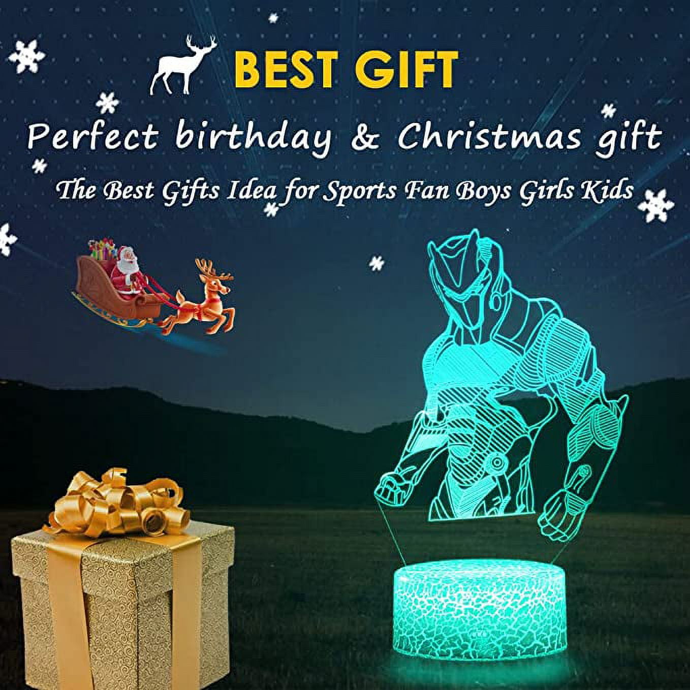 Christmas Cool Lamp Light for Boys Changeable USB Touch Lampada 3D Visual Bulbing lampen Children's Room Decor Holiday Light Christmas Festival Gift(Crack Omega)
