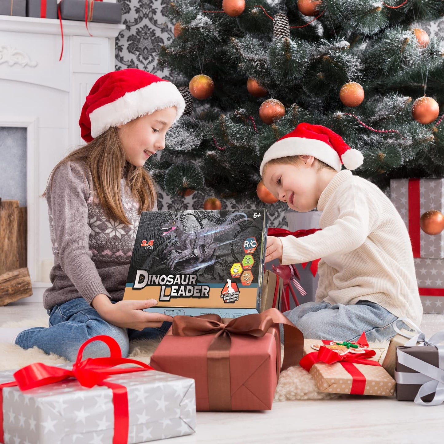 Merryhome Remote Control Dinosaur Toys for Boys Kids Girls 3-8 Years Old Electronic RC Robot Toy LED Lightup Walking Roaring Velociraptor Best Christmas Gifts for Boys Girls