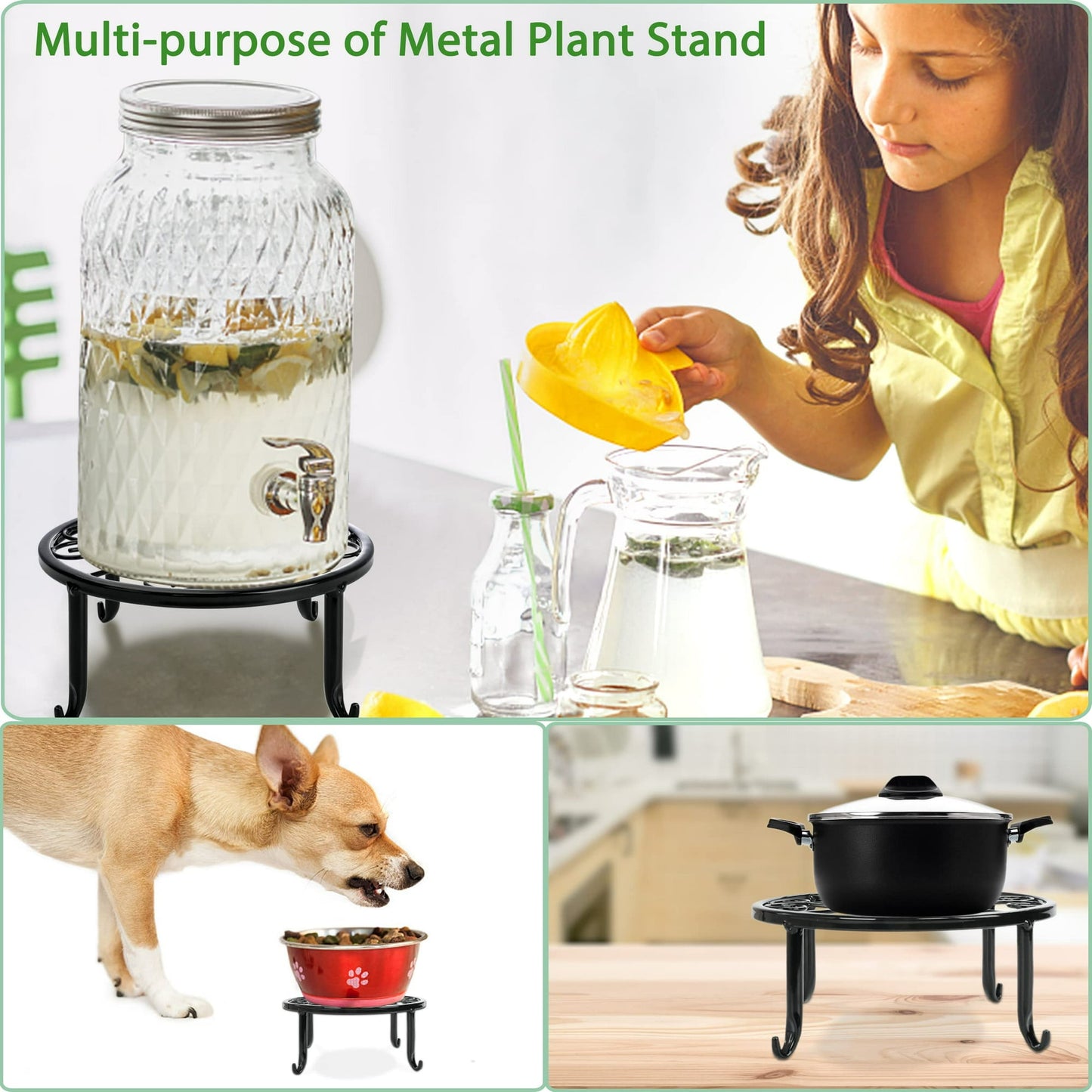 Hoofun Metal Plant Stand 5-Pack Plant Stand for Outdoor Plants Multiple Heavy Duty Flower Pot Stand Rust-Resistant Iron Round Plant Stand Black