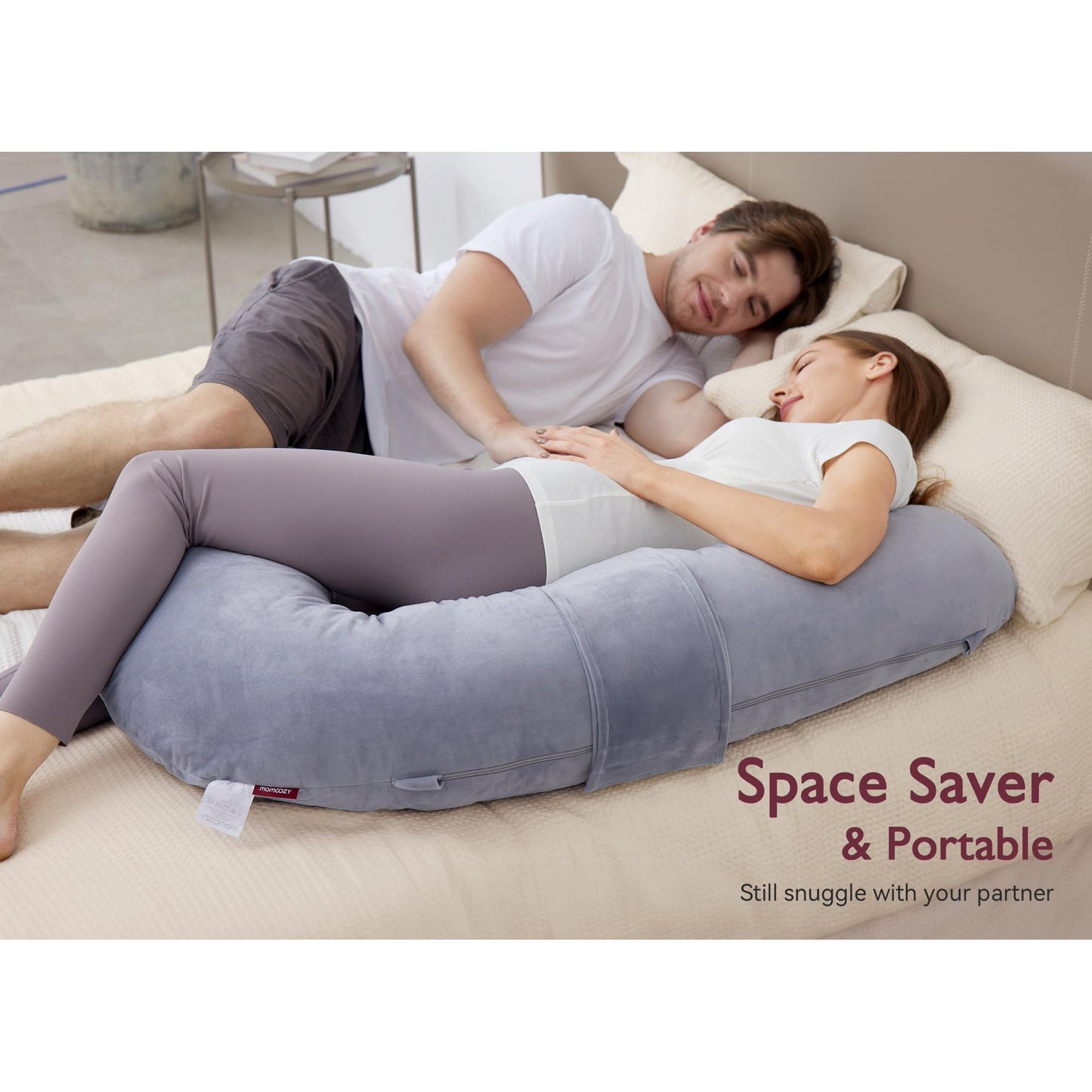 WHATOOK Full Body Pillow - Original Removable G-Shape Professional Body Pillow with Flexible Abdominal Wedge, Adult Full Body Support Pillow with Air Layer Pillowcase, Dark Gray