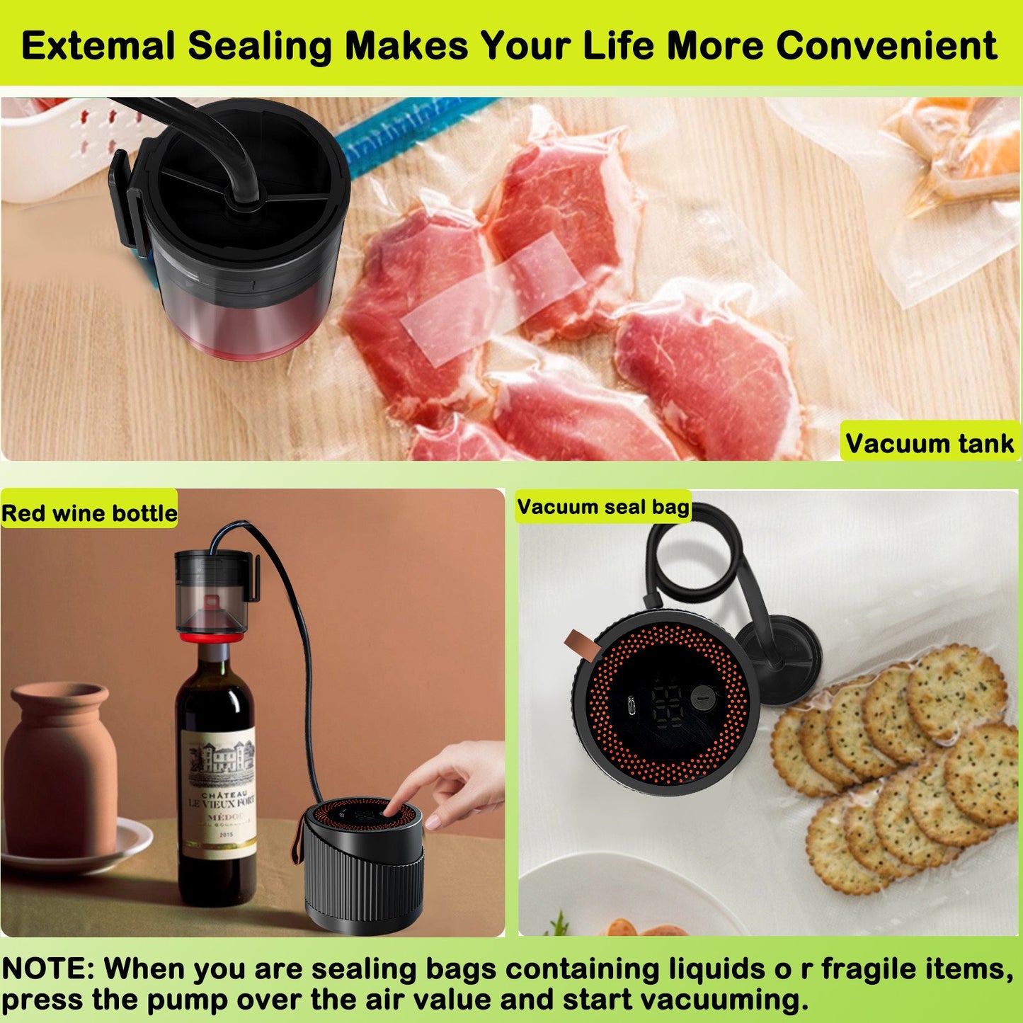Hoofun Electric Mason Jars Vacuum Sealer, Fully Automatic 4 in 1 Feature Suitable for Vacuum Bag, Wine Bottle, Wide and Regular Mouth Mason Jar Lids, Vacuum Container Food Seal Storage
