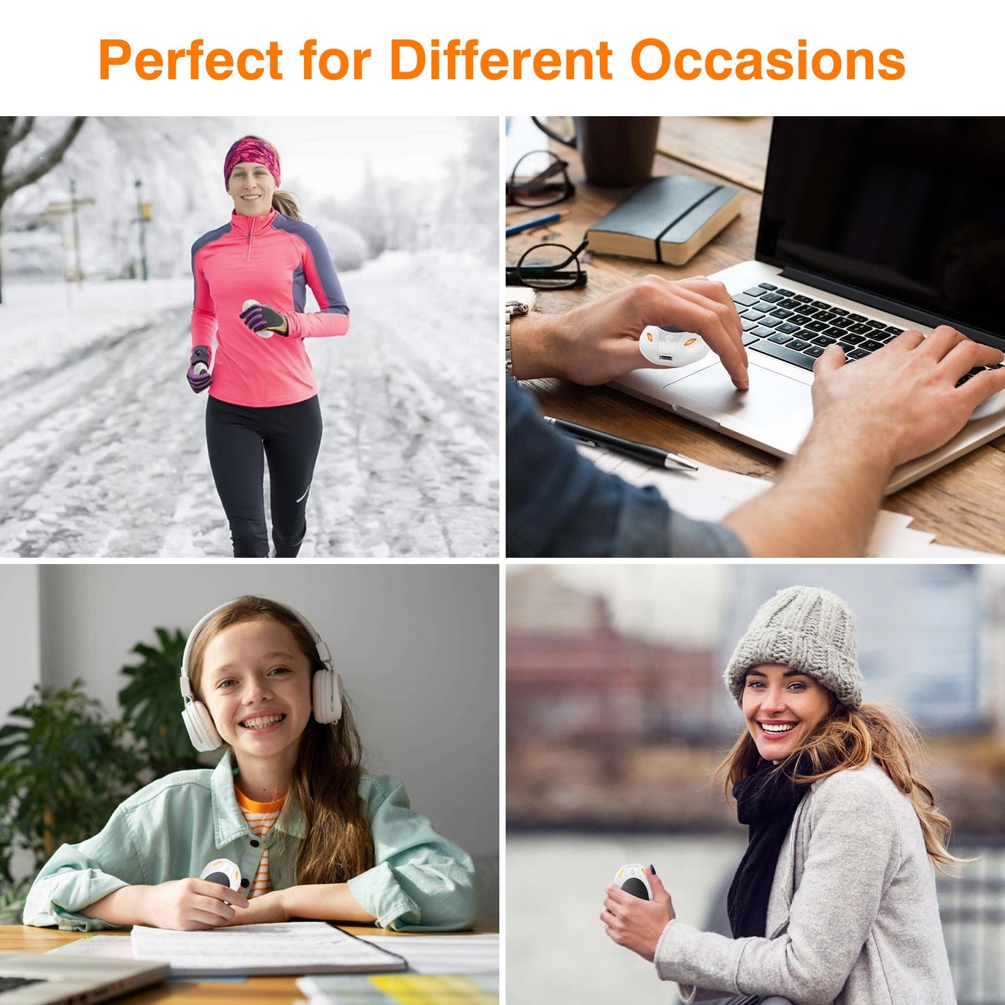 Hand Warmers Rechargeable 2 Pack,Portable Electric Hand Warmer 2 in 1 Magnetic Reusable Heater Pocket Gifts 3 Heat Settings for Men Women Outdoor Camping Golf Hunting Gift-White