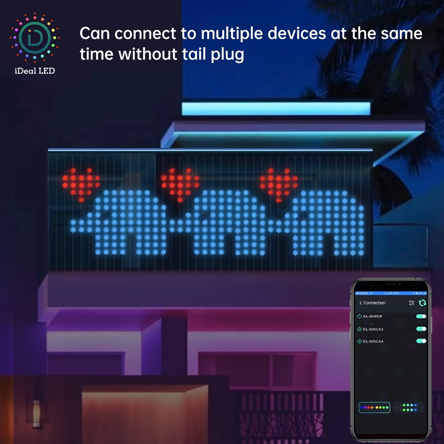 WHATOOK LED DIY Curtain Lights WiFi SmartString Window Lights Work with Google Assistant,Remote APP Rainbow RGB Color Changing Fairy Lights for Holiday Decor Indoor Outdoor