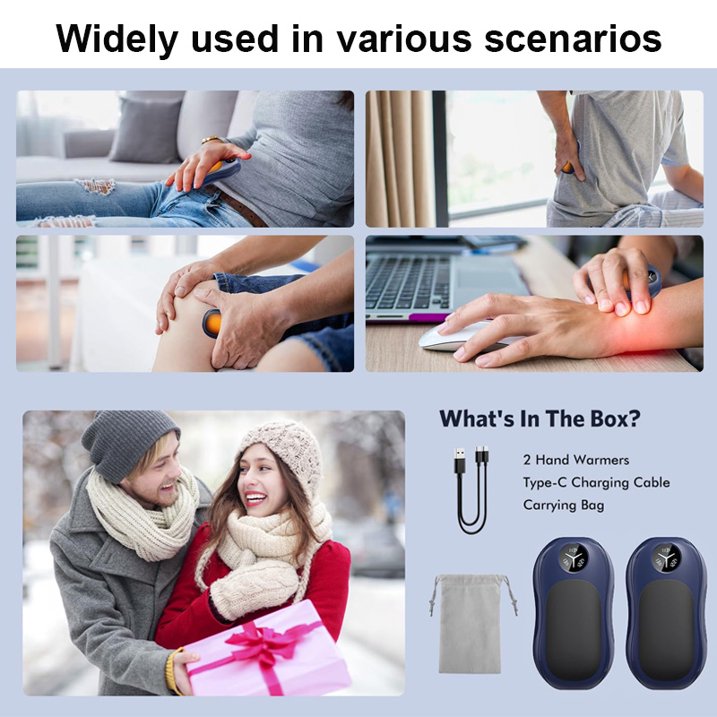 Hand Warmers Rechargeable 2 Pack, 6000mAh Portable Electric Hand Warmer with Magnetic Design, Digital Display, 3 Heat Levels, USB-C Fast Charging, Pocket Heater for Outdoor, Golf, Hunting, Camping