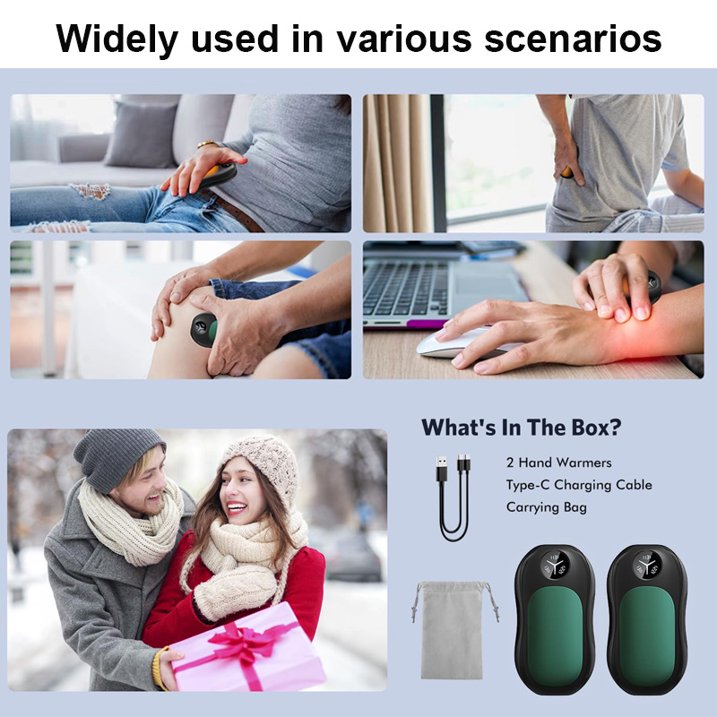 Hand Warmers Rechargeable 2 Pack, 6000mAh Portable Electric Hand Warmer with Magnetic Design, Digital Display, 3 Heat Levels, USB-C Fast Charging, Pocket Heater for Outdoor, Golf, Hunting, Camping