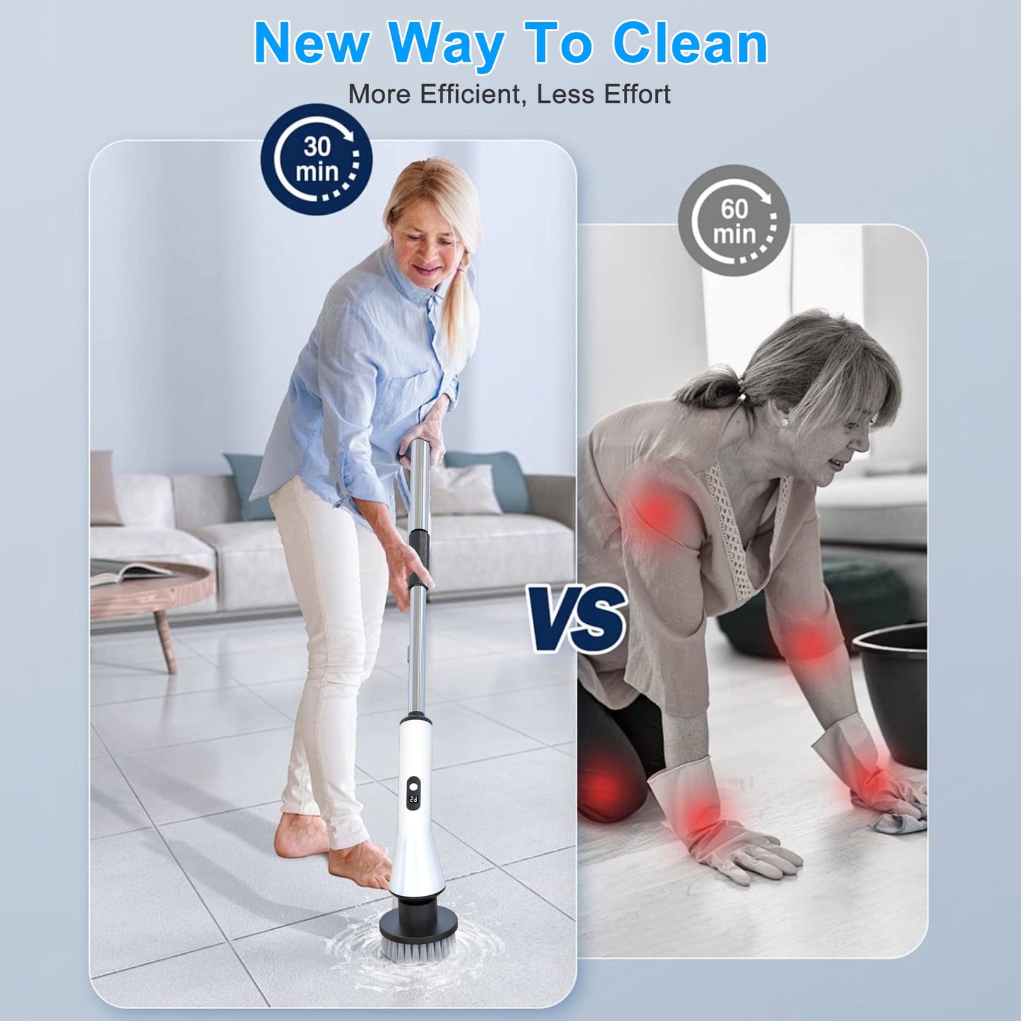 HOOFUN Electric Spin Scrubber, Cordless Bath Tub Power Scrubber Full Waterproof Cleaning Brush for Bathroom & Tile Floor