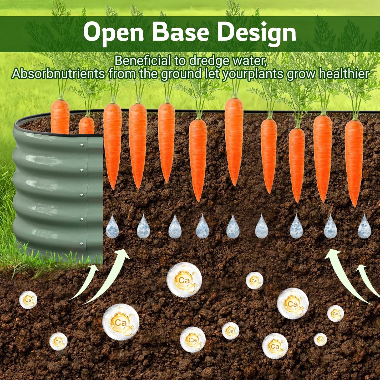 HOOFUN 17" Tall Metal Raised Garden Bed, 9 in 1 Garden Raised 8ftX2ft Garden Bed Kits for Vegetables Flowers, Oval Outdoor Planter Box w/ 6 Support Bars - Olive Green
