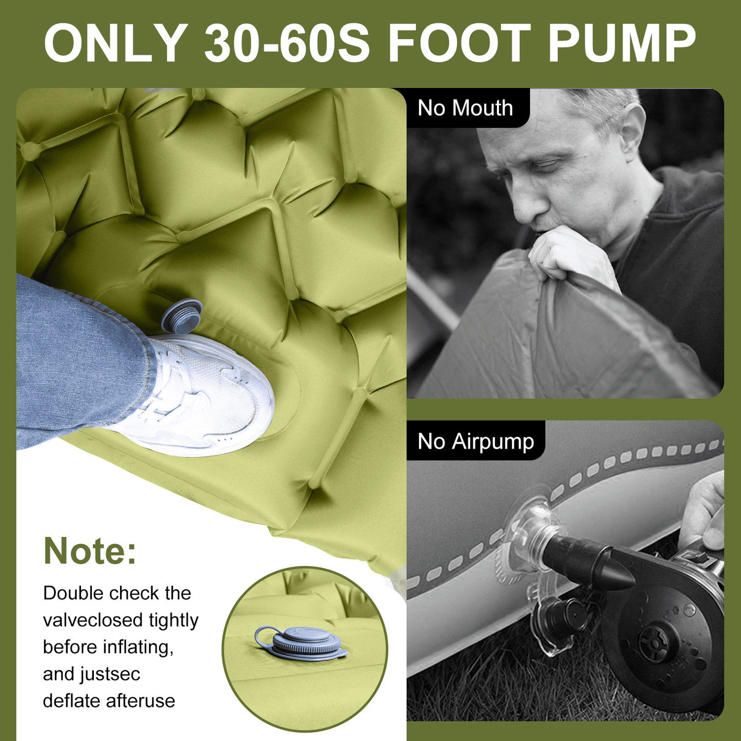 Hoofun Camping Sleeping Pad, Ultralight Camping Mat with Pillow Built-in Foot Pump Inflatable Sleeping Pads Compact for Camping Backpacking Hiking Traveling Tent