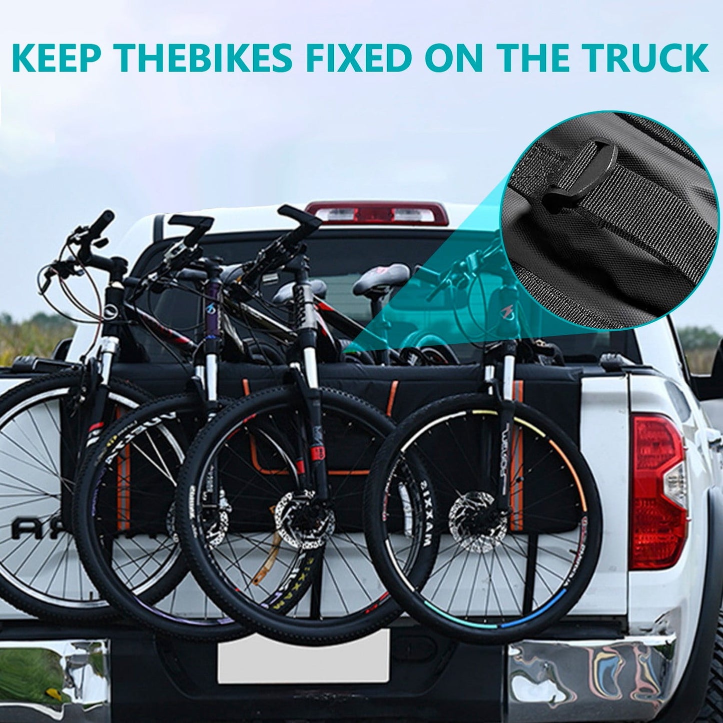 Tailgate Pad for Mountain Bikes Pickup Truck Tailgate Protection Pad with 3 Tool Pockets 53'' Wide for 5 Bicycles