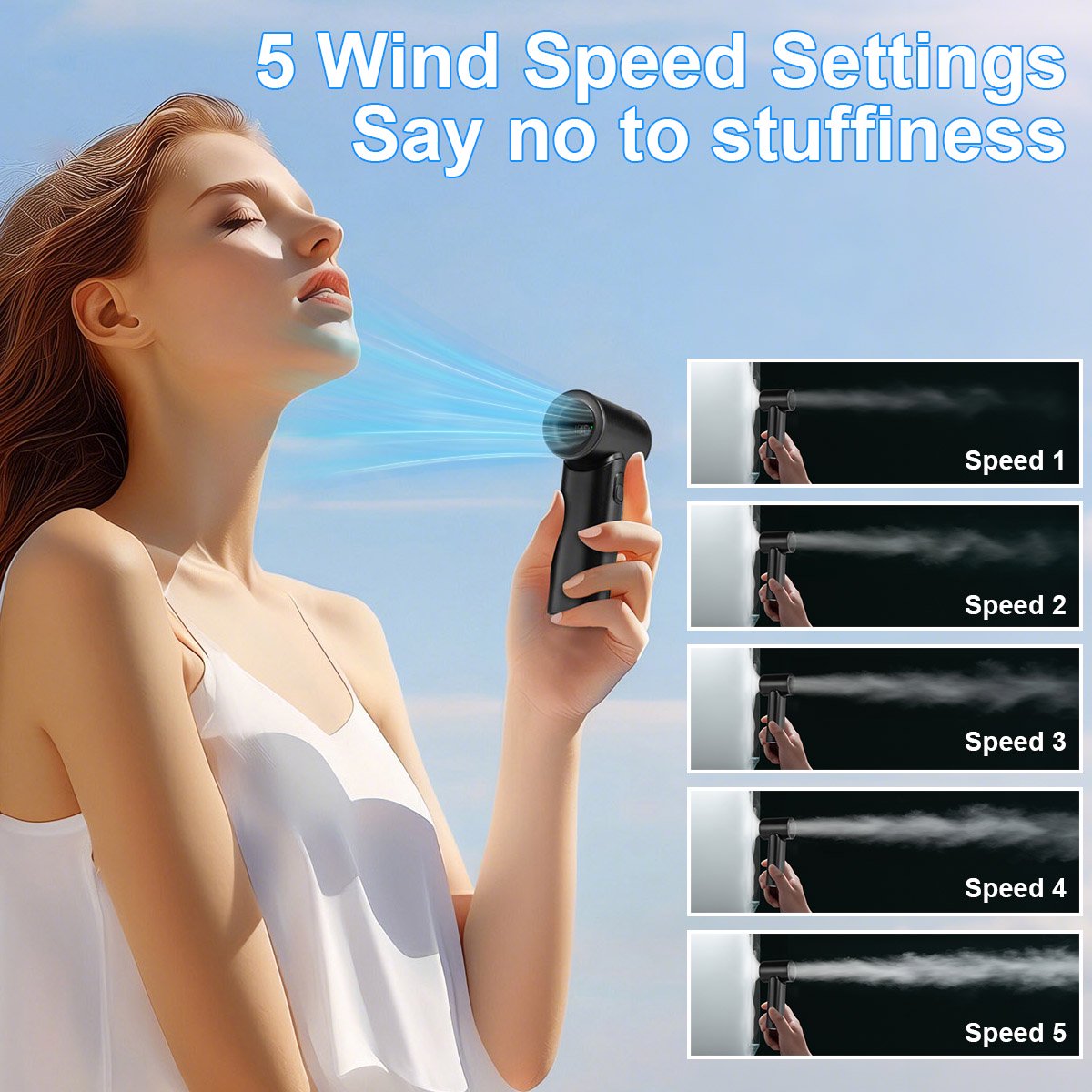Handheld Mini Fan,Portable Small Pocket Handheld Personal Rechargeable Battery Operated USB Charger Keeping Cool In Hot Weather For Travel Beach,Gifts for Women (Black)