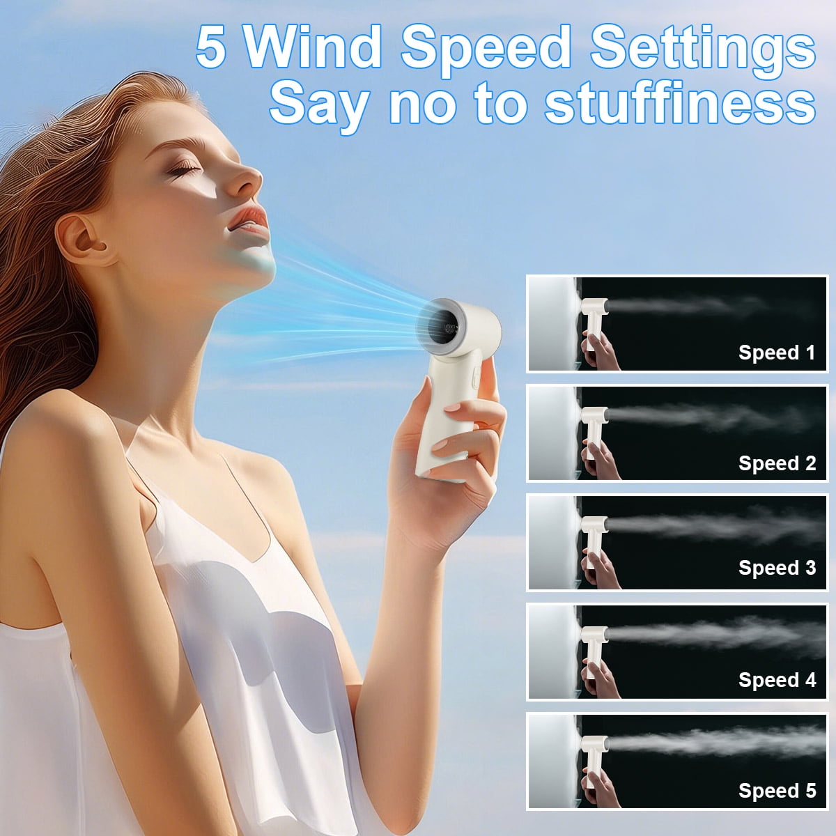 Handheld Mini Fan,Portable Small Pocket Handheld Personal Rechargeable Battery Operated USB Charger Keeping Cool In Hot Weather For Travel Beach,Gifts for Women (Beige)