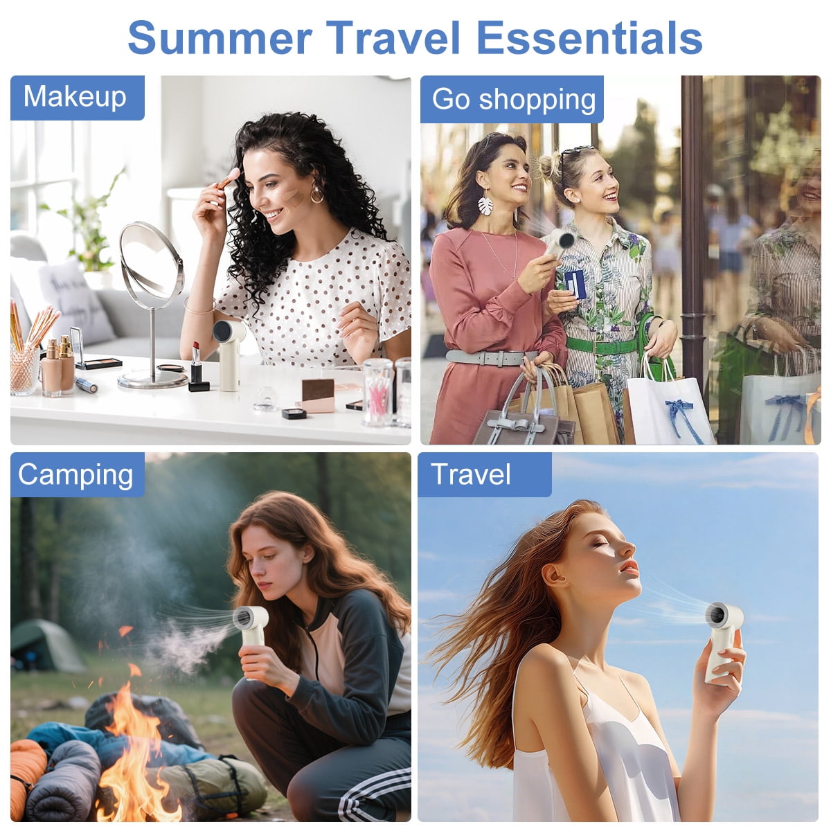 Handheld Mini Fan,Portable Small Pocket Handheld Personal Rechargeable Battery Operated USB Charger Keeping Cool In Hot Weather For Travel Beach,Gifts for Women (Beige)