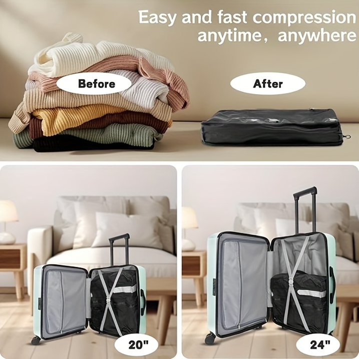 HOOFUN TPU Vacuum Bag for Travel, Reusable Compression Bag with IPX8 Waterproof Zipper, Save Space for Suitcase, Backpack and Carry on (ExtraLarge, No Pump)