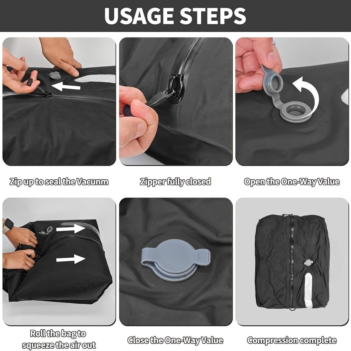 HOOFUN TPU Vacuum Bag for Travel, Reusable Compression Bag with IPX8 Waterproof Zipper, Save Space for Suitcase, Backpack and Carry on (ExtraLarge, No Pump)