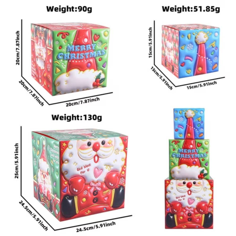 Teblint 2 Pcs Christmas Nesting Gift Boxes Christmas Hard Stackable Boxes with Lids Decorative Xmas Nested Present Boxes for Birthday Party Gift Supplies