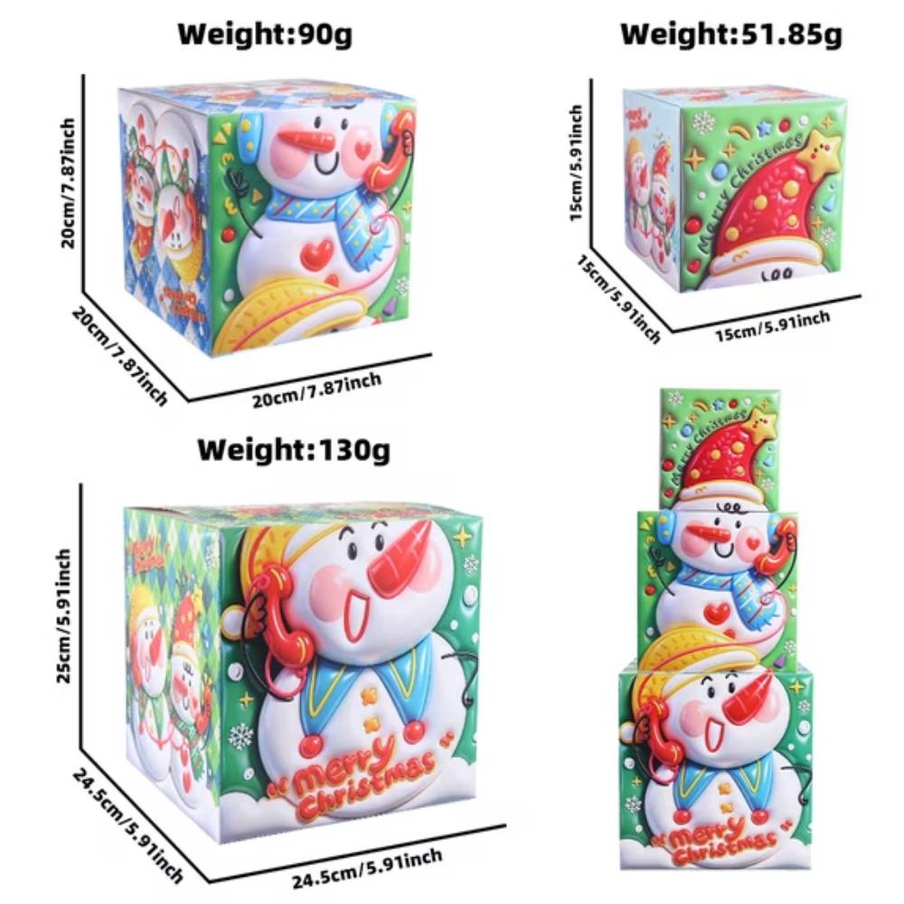 Teblint 2 Pcs Christmas Nesting Gift Boxes Christmas Hard Stackable Boxes with Lids Decorative Xmas Nested Present Boxes for Birthday Party Gift Supplies