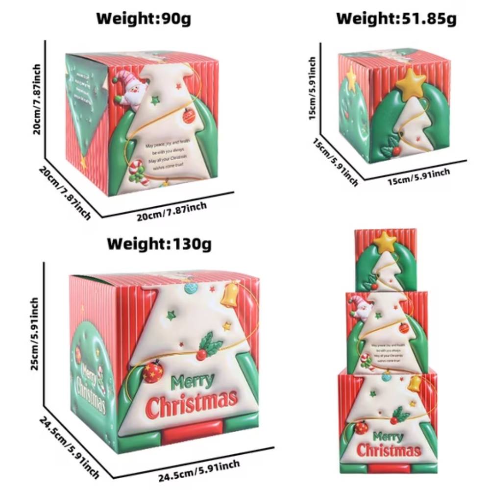 Teblint 2 Pcs Christmas Nesting Gift Boxes Christmas Hard Stackable Boxes with Lids Decorative Xmas Nested Present Boxes for Birthday Party Gift Supplies