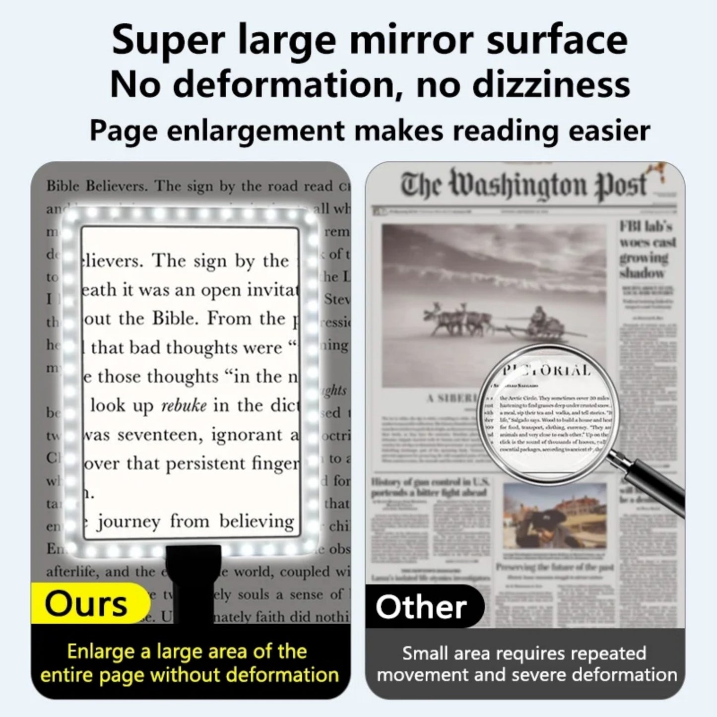 PUCACHI Hands-Free Magnifier with LED Light - Comes with a flexible gooseneck stand for reading, sewing repairs and elderly people with low vision