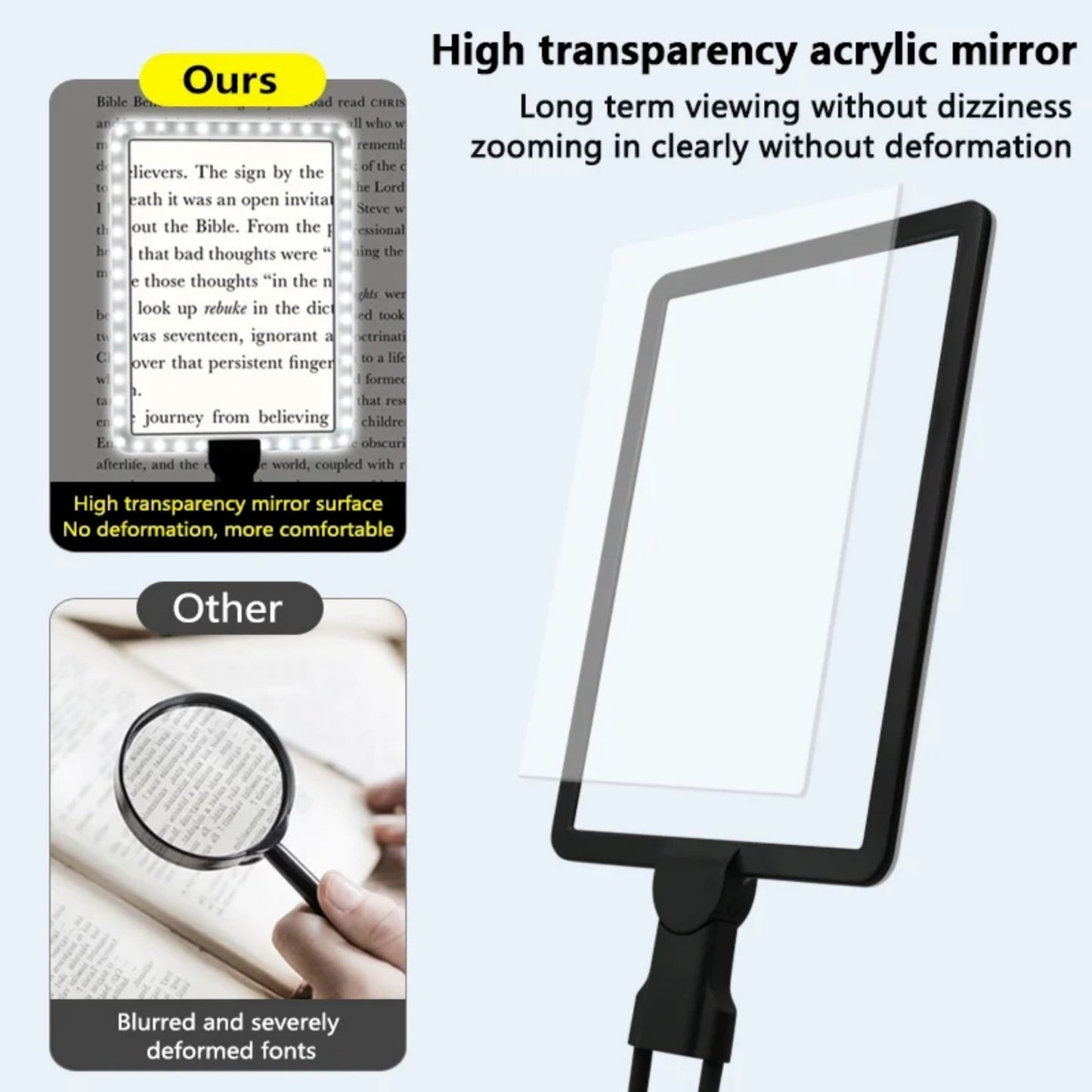 PUCACHI Hands-Free Magnifier with LED Light - Comes with a flexible gooseneck stand for reading, sewing repairs and elderly people with low vision