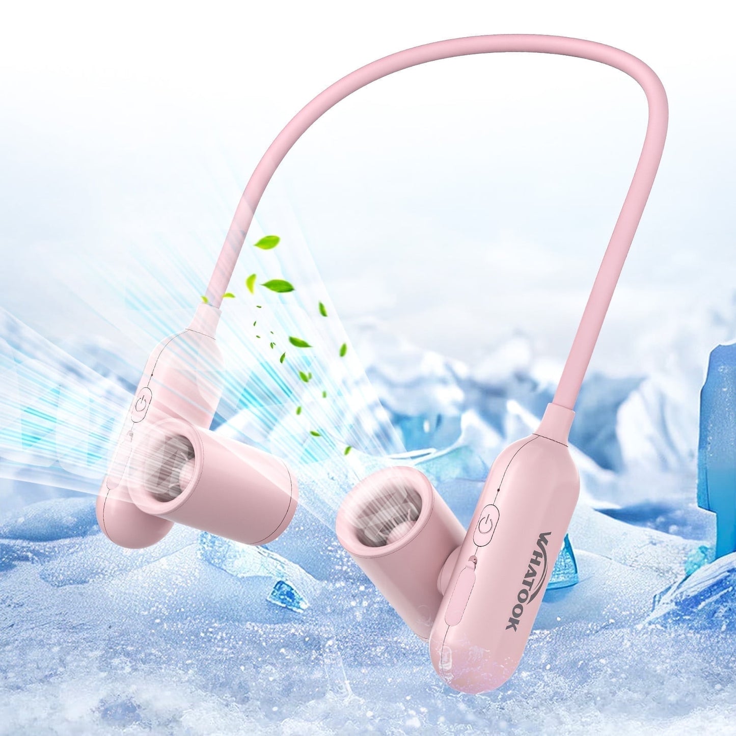 SPORTS JOY 3 Speed Portable Neck Fan, 4000mAh Hands Free Fan, Any Bend and 180° Twin-Turbo Rotation, USB Rechargeable Wearable Bladeless Fan for Sport, Student, Traveling (Pink)