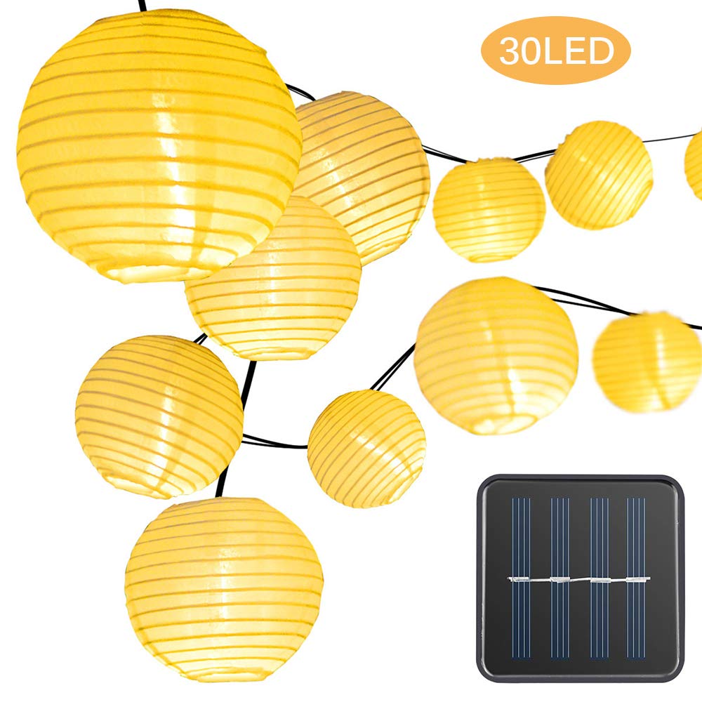 PUCACHI Solar Lantern String Lights, 19.7ft 30LED Waterproof Garden Lanterns for Christmas, Garden, Home, Yard