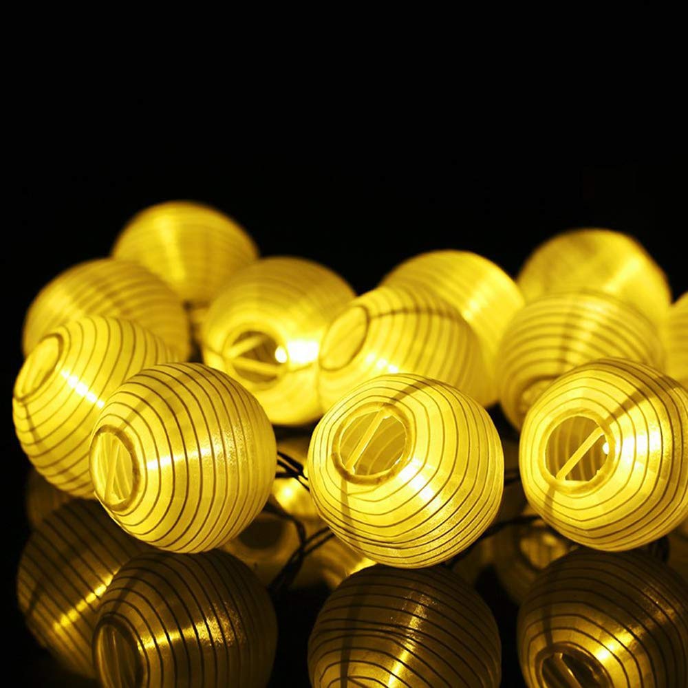 PUCACHI Solar Lantern String Lights, 19.7ft 30LED Waterproof Garden Lanterns for Christmas, Garden, Home, Yard