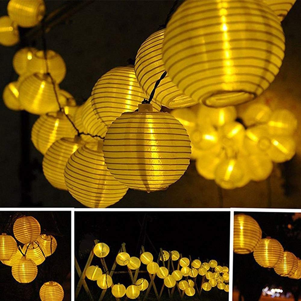 PUCACHI Solar Lantern String Lights, 19.7ft 30LED Waterproof Garden Lanterns for Christmas, Garden, Home, Yard