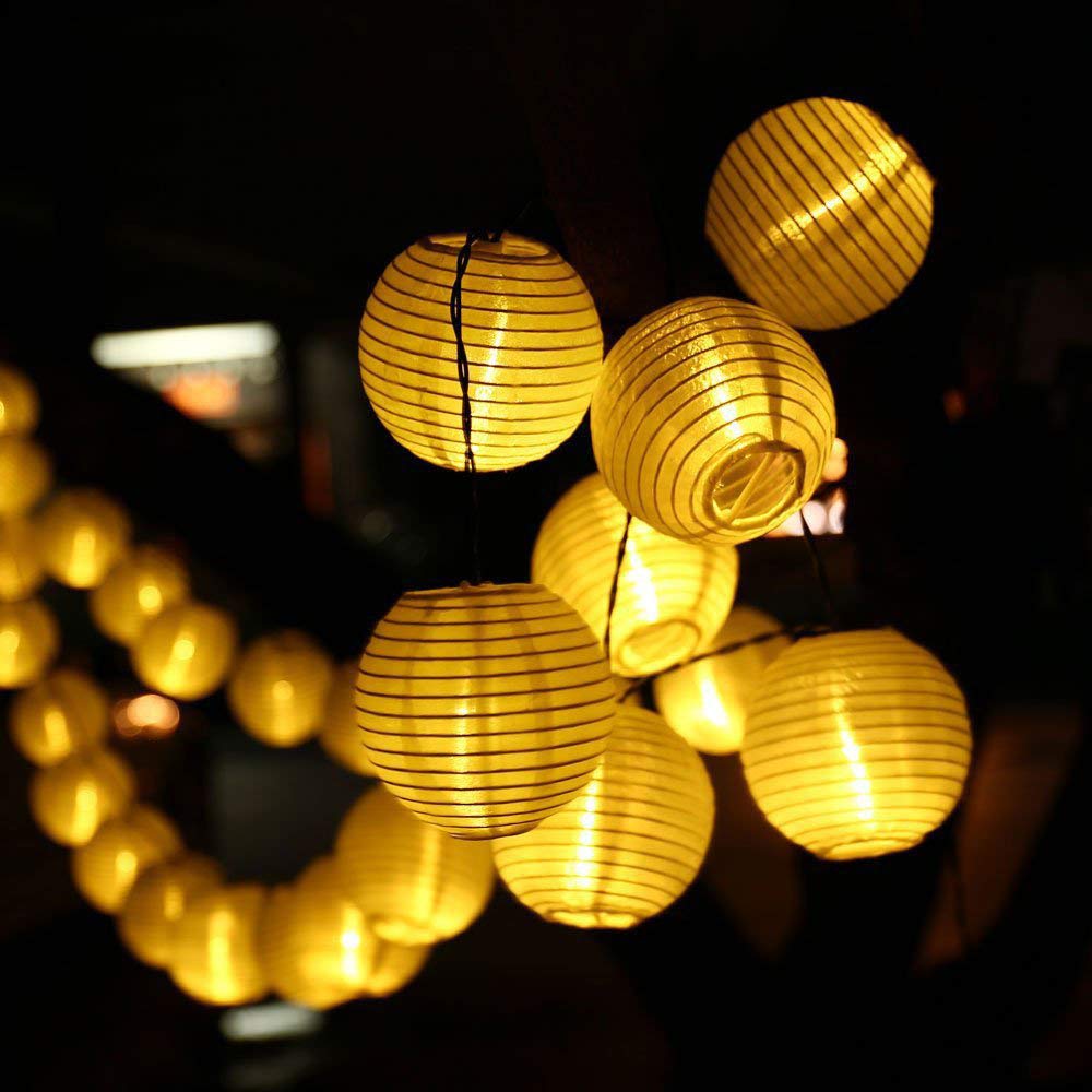 PUCACHI Solar Lantern String Lights, 19.7ft 30LED Waterproof Garden Lanterns for Christmas, Garden, Home, Yard