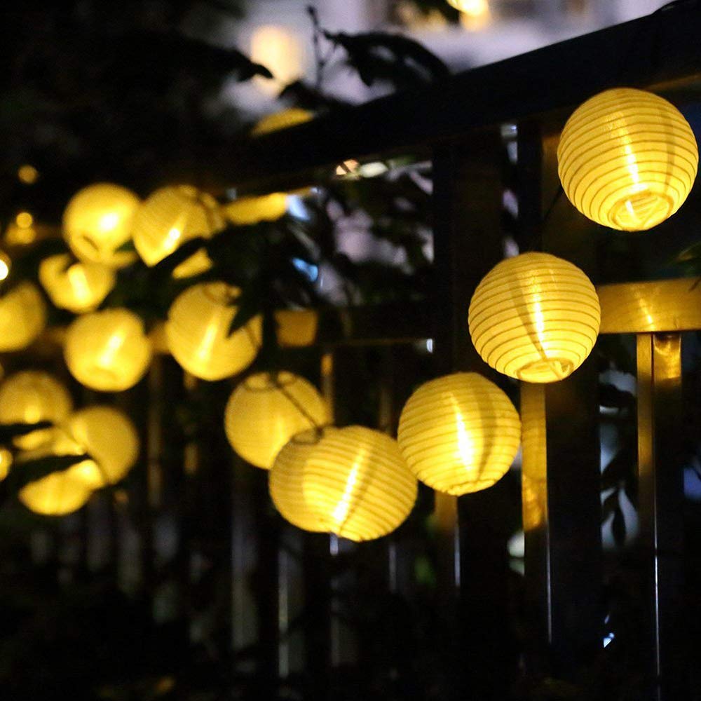 PUCACHI Solar Lantern String Lights, 19.7ft 30LED Waterproof Garden Lanterns for Christmas, Garden, Home, Yard