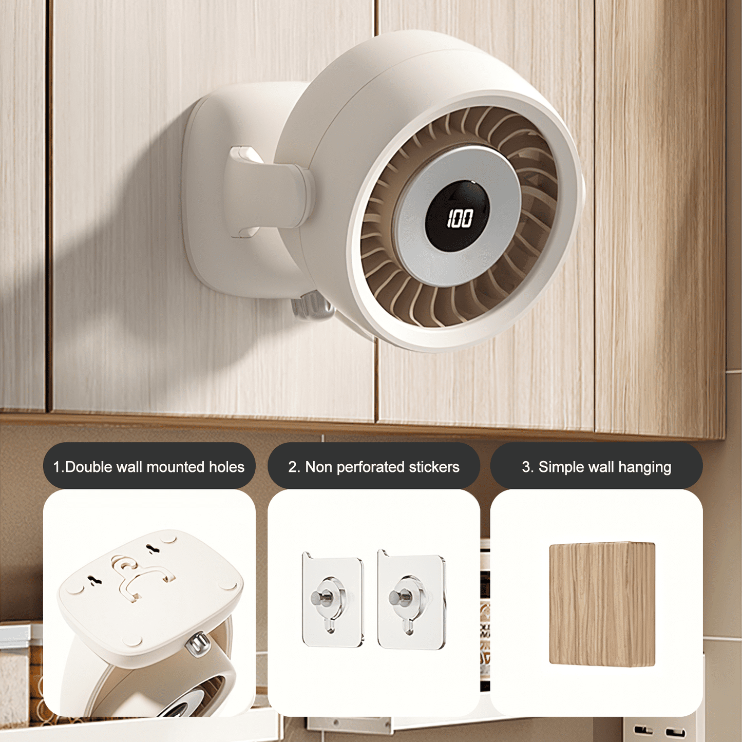 SPORTS JOY 8000mAh Desk Fan, 135-Degree Tilt Head, Portable USB Rechargeable Fan, 100 Speed Adjustable Table Fan for Desktop, Home, Travel (off-white)