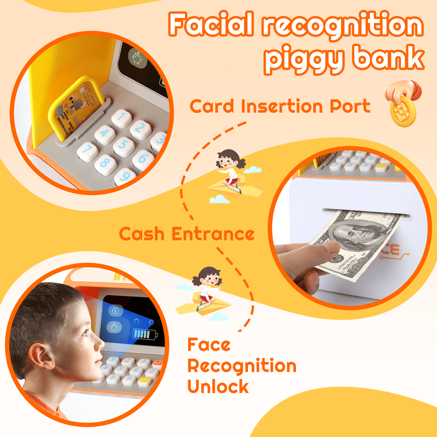 Kids Piggy Bank for Girls - Toys for 5-10 Year Old Girl Birthday Gifts - Electronic Piggy Bank ATM Machine Money Safe for Kids Toys Age 6-8-10