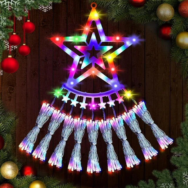 WHATOOK 350 LED Outdoor Christmas Decorations Star Light 12.5FT Christmas Tree Lights 8 Modes Christmas Tree Lights Indoor Outdoor Waterproof Colorful Christmas Plug-in