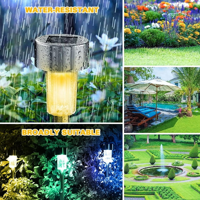 12 Pack Solar Garden Lights, Outdoor Waterproof Solar Pathway Lights, Stainless Steel LED Landscape Lighting for Walkway Patio Yard Lawn Driveway (Warm White)