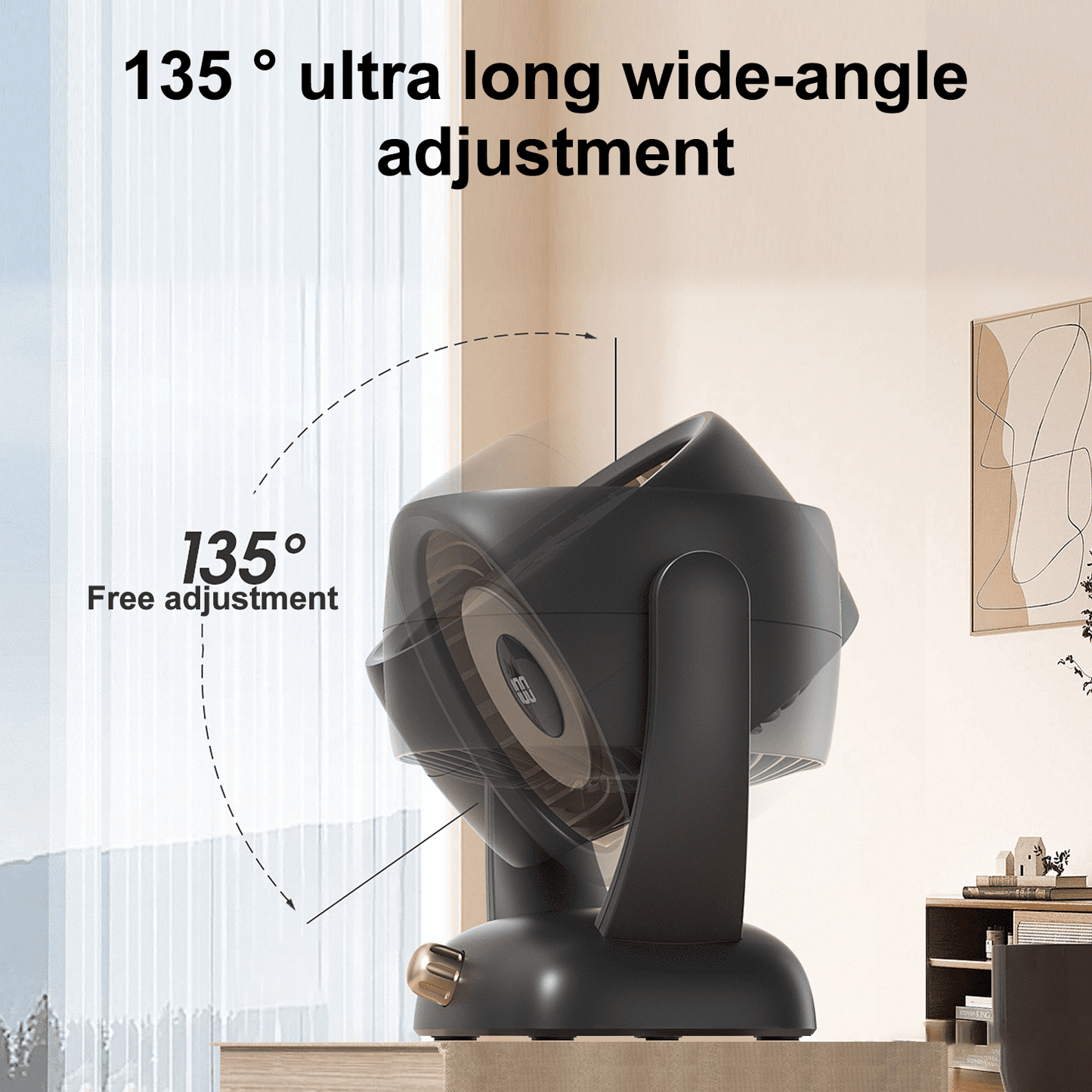 SPORTS JOY Desktop Fan, 100 Speed Air Circulator Fan with 135-Degree Tilt Head, 8000mAh Desk Fan for Bedroom, Home and Office (Black)